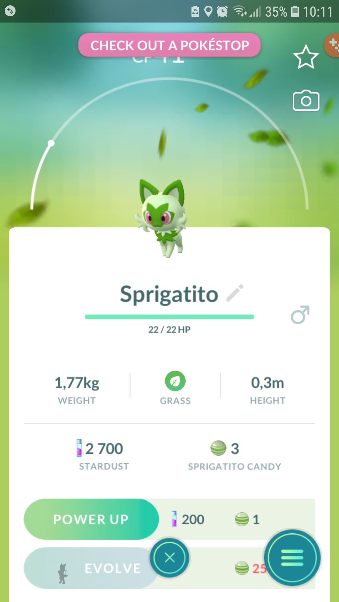 بازی موبایل واقعیت افزوده Pokemon GO sprigatito