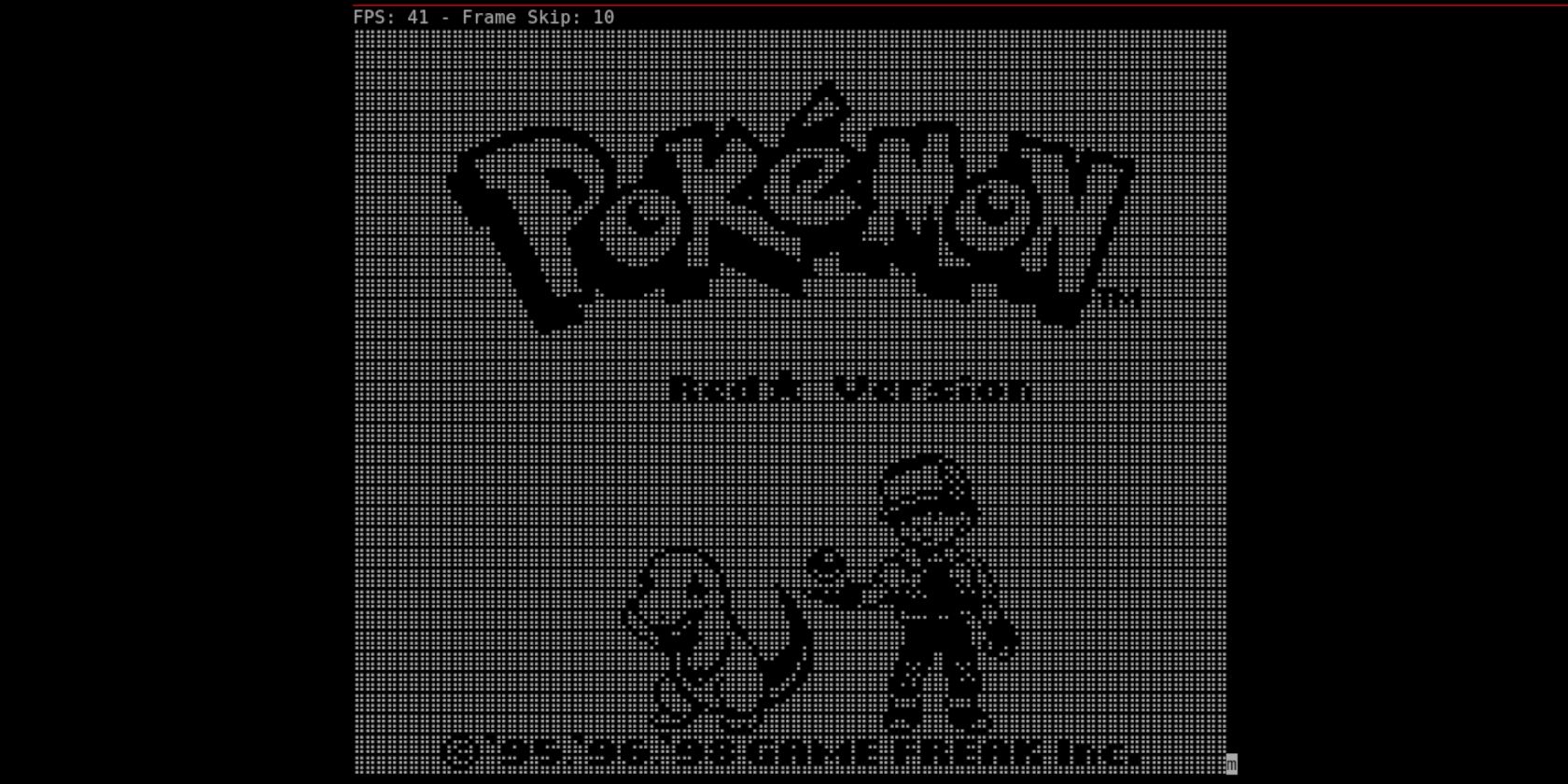 Tela inicial da estrela vermelha do Pokémon no terminal Linux