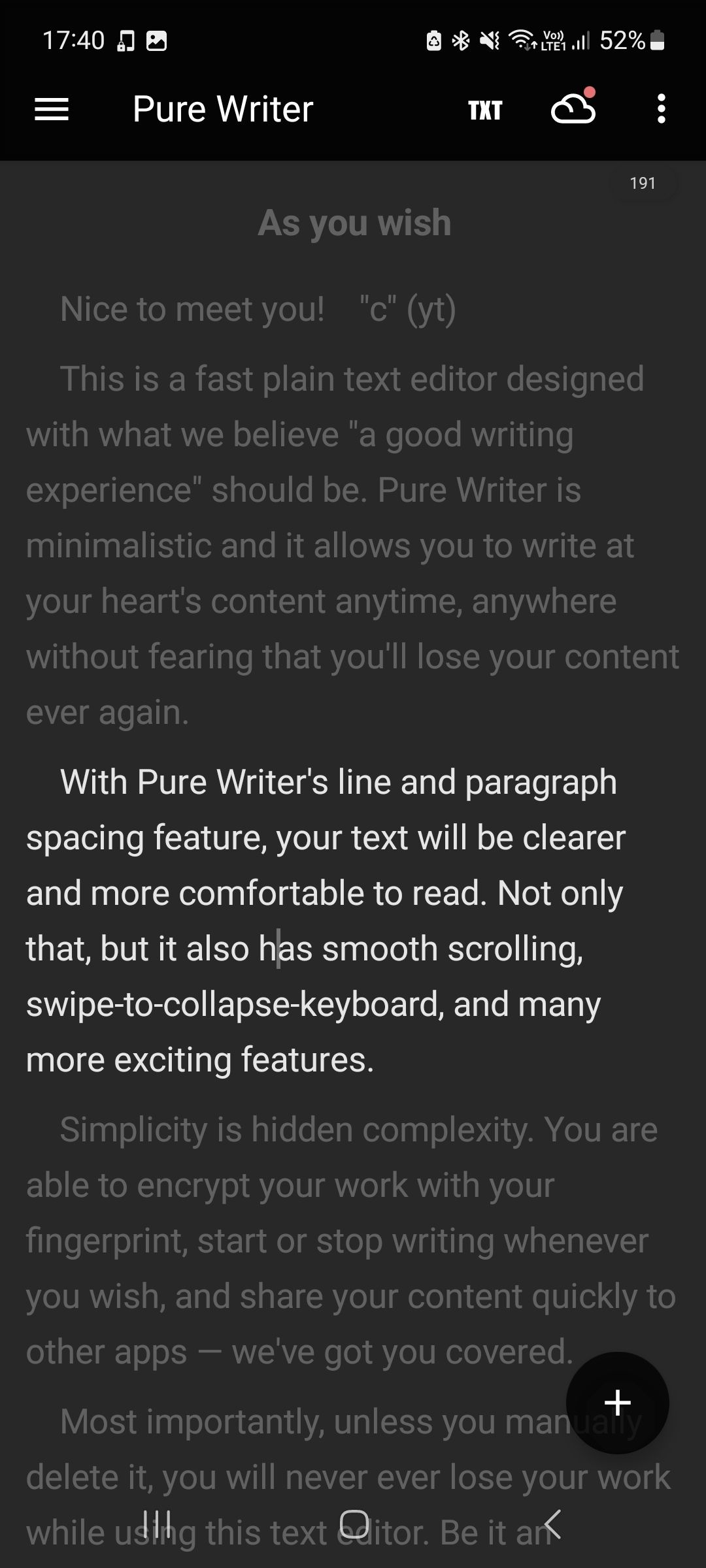 ویژگی متن متمرکز Pure Writer