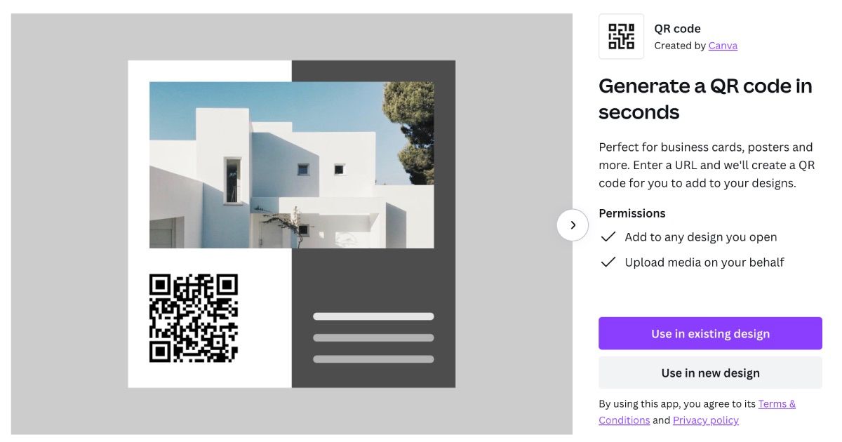 برنامه کد QR ایجاد شده توسط Canva