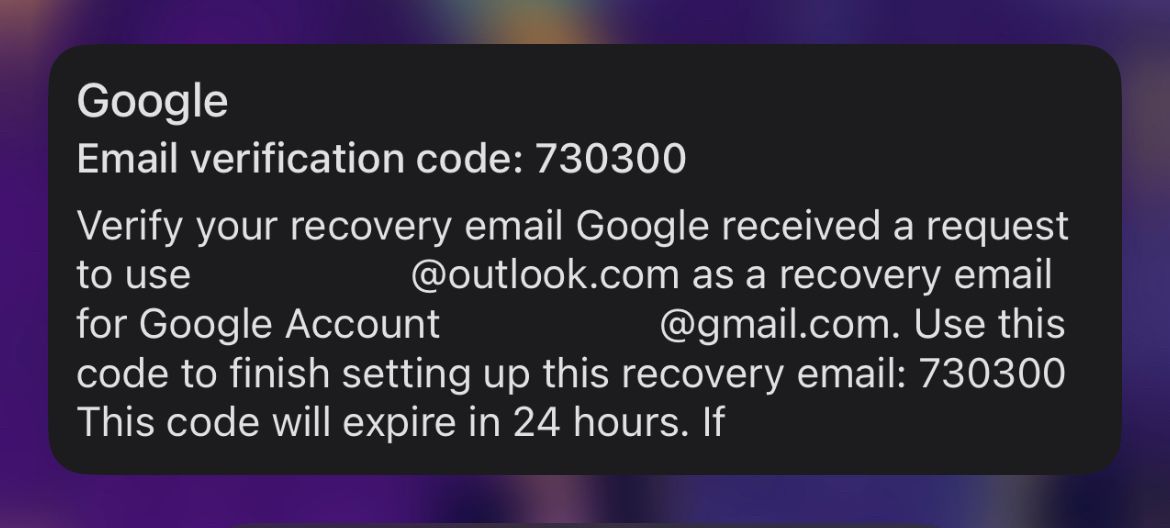 Endereço de e-mail de recuperação Notificação por telefone de verificação do Outlook
