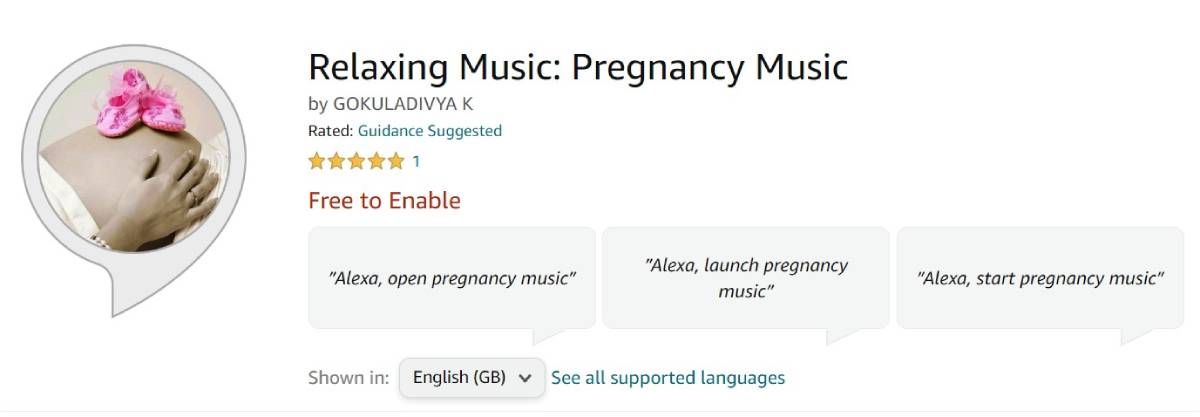 música relaxante habilidade musical de gravidez para alexa