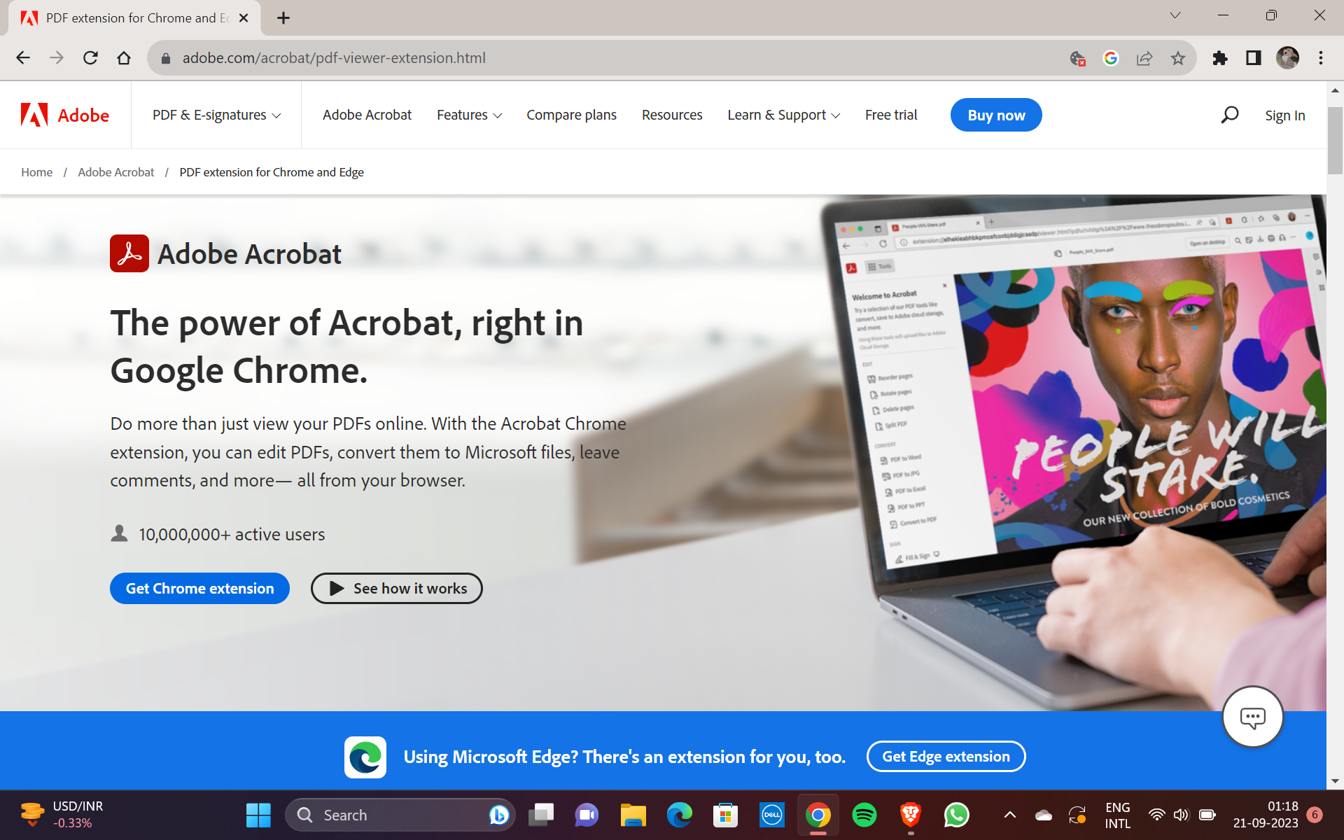 Официальная страница расширений Adobe Reader для Chrome и Edge