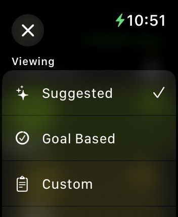 اسکرین شات از منوی Apple Watch Outdoor Filter