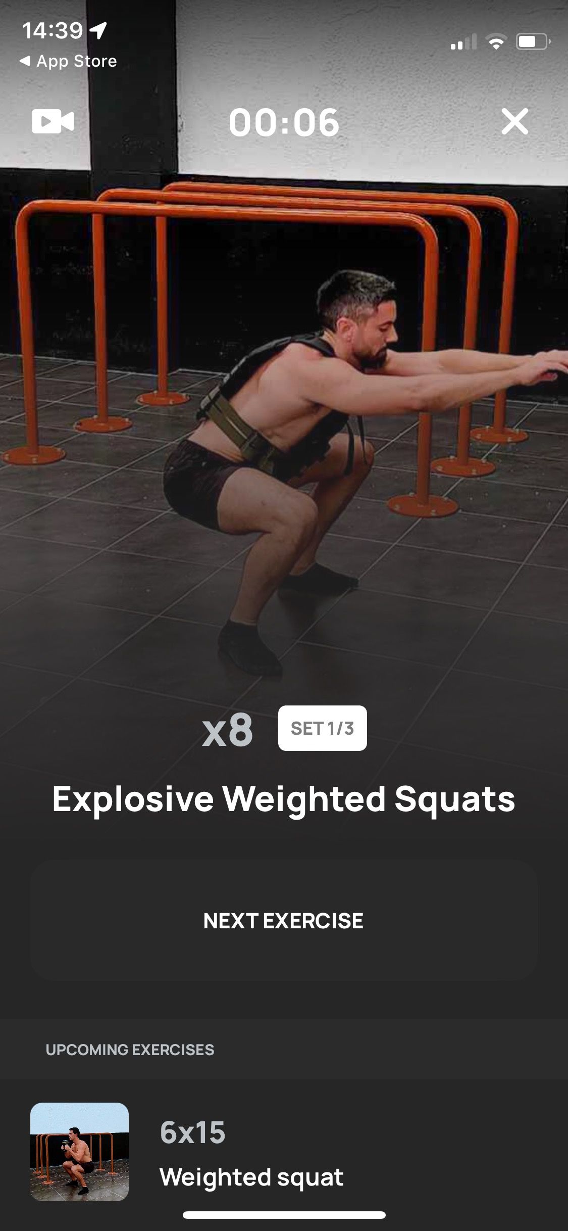 Screenshot of Calisteniapp app showing workout display