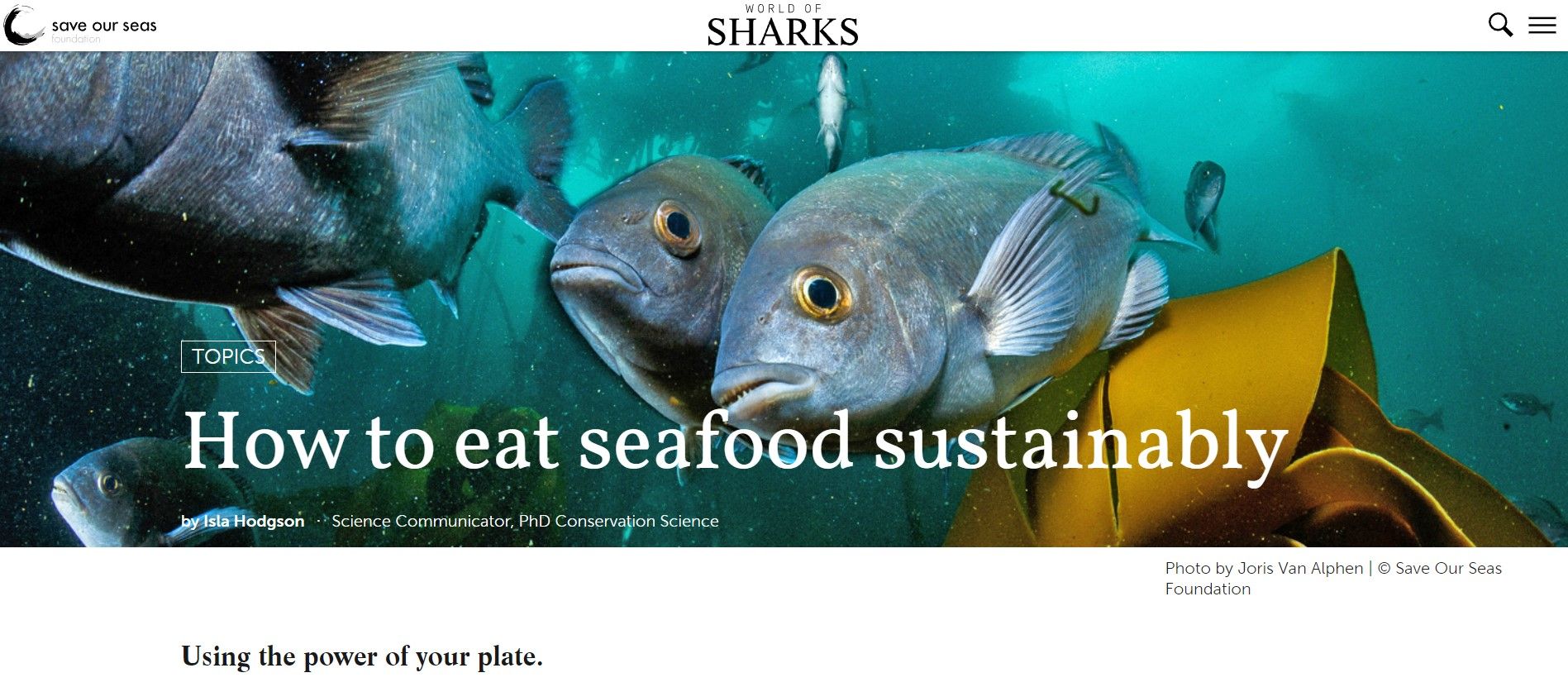 Captură de ecran cu Salvați mările noastre cum să mâncați pește în mod durabil