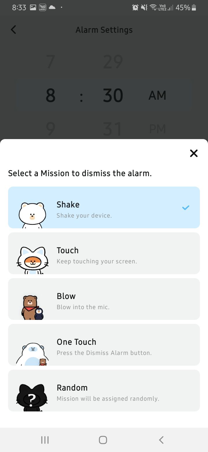 mission type in shake it alarm