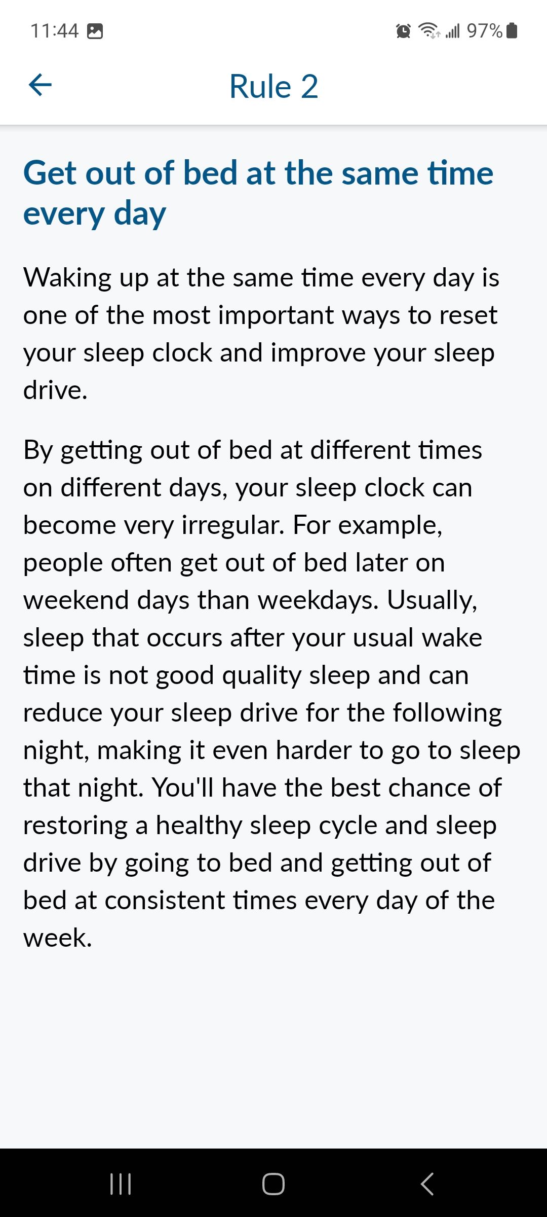 اسکرین شات برنامه Insomnia Coach Sleep Rules