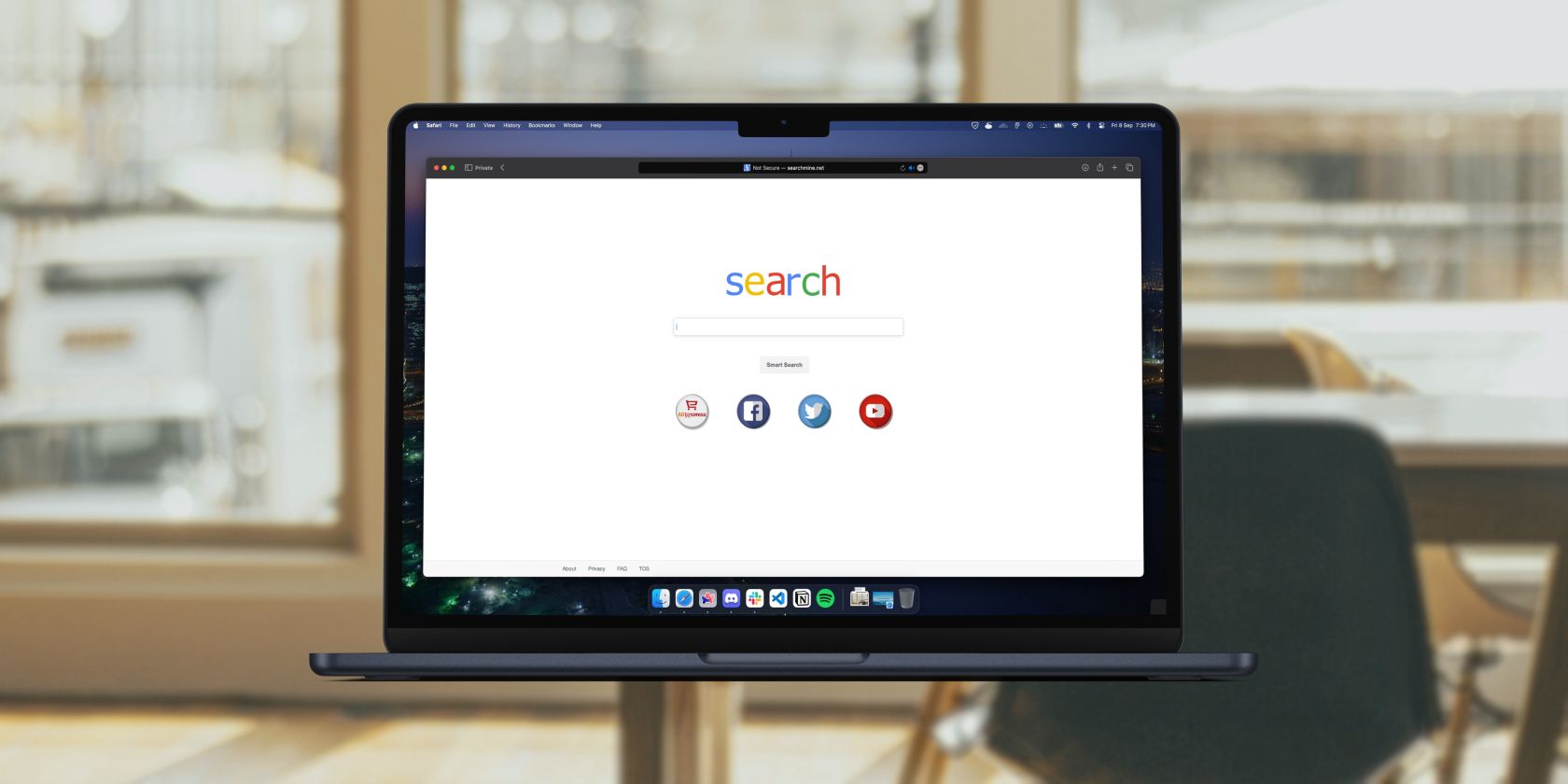 SearchMine website open on MacBook
