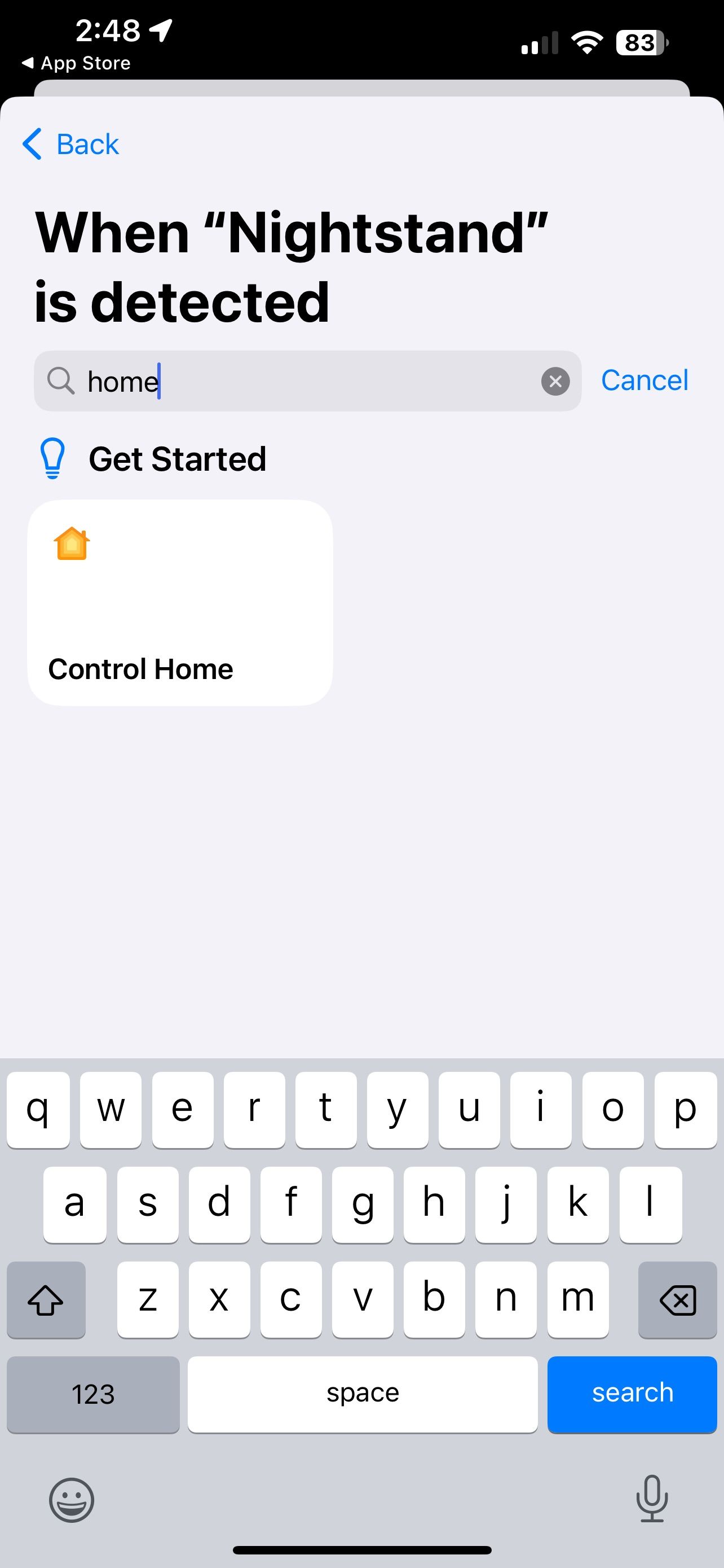 کلیدهای میانبر iOS 17 App Control Home در جستجو