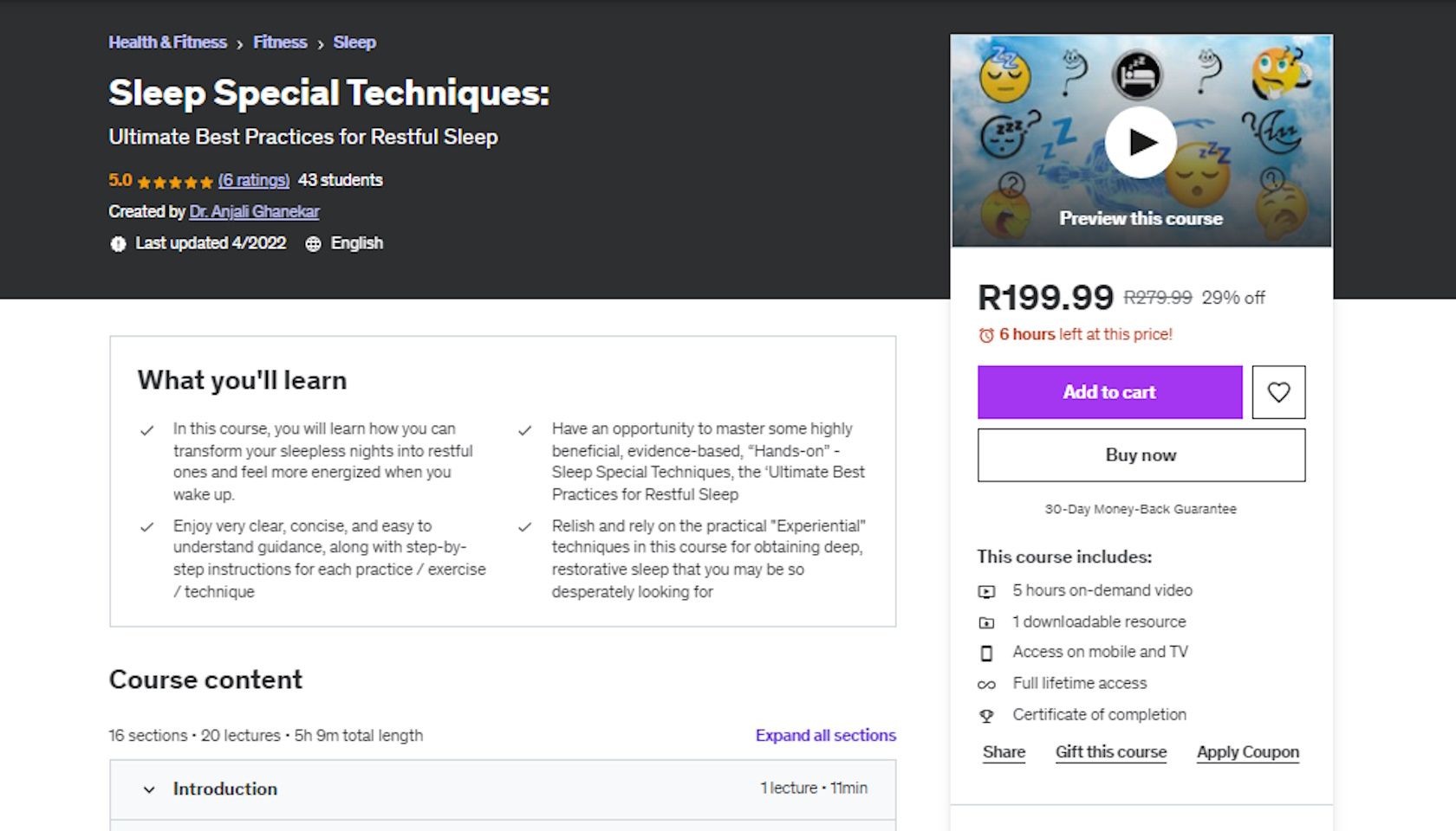 sleep special techniques udemy online course