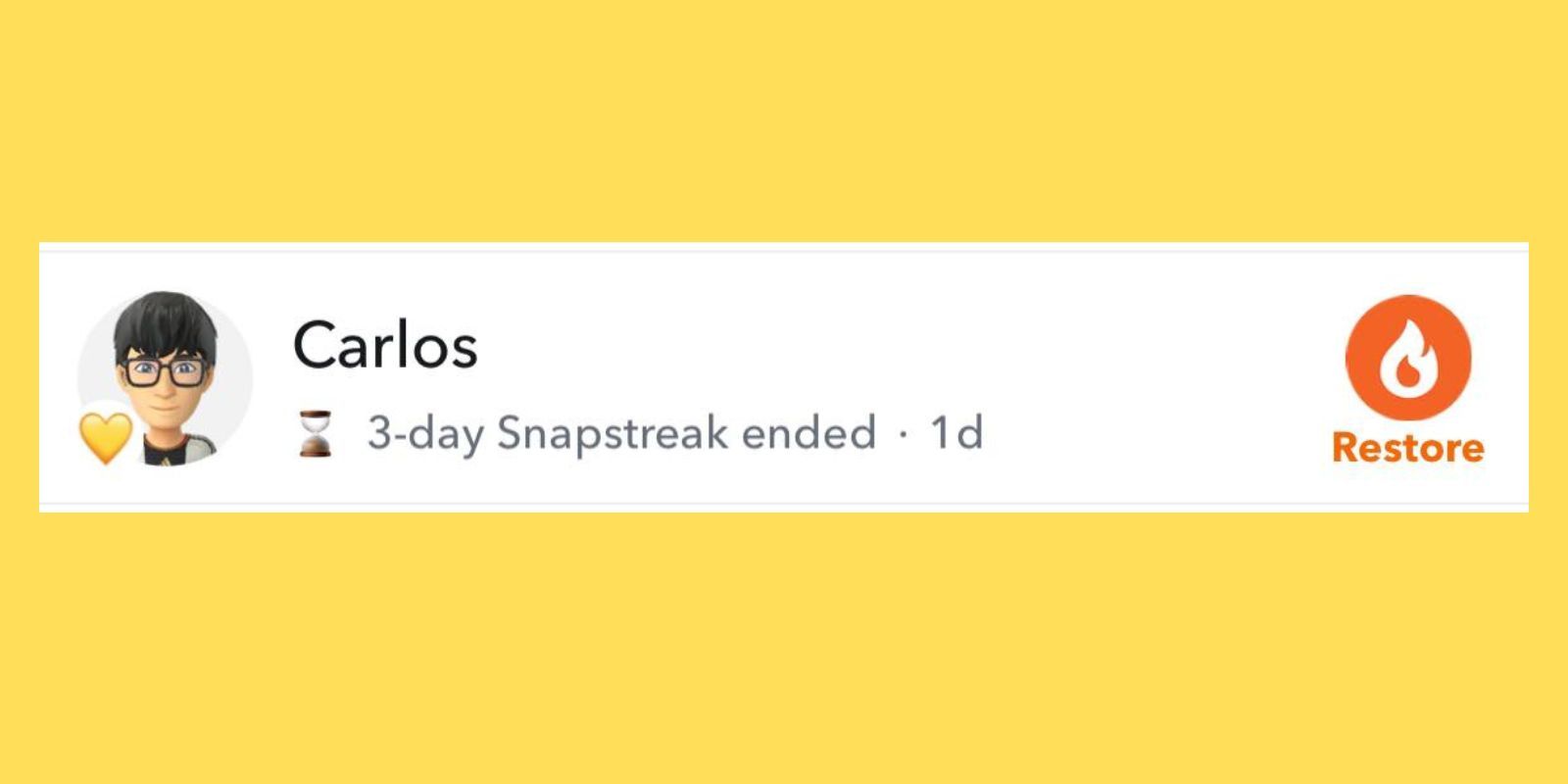 Option to Restore Snapchat Streak That Ended With Carlos