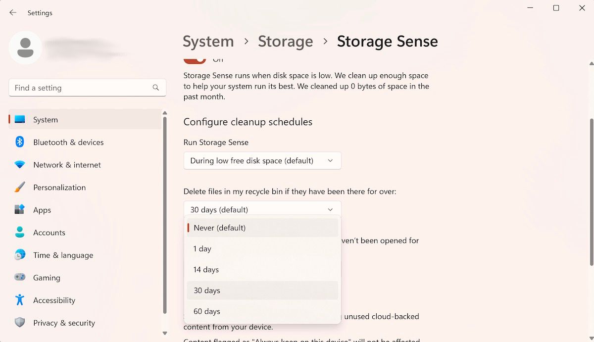 storage sense in windows settings