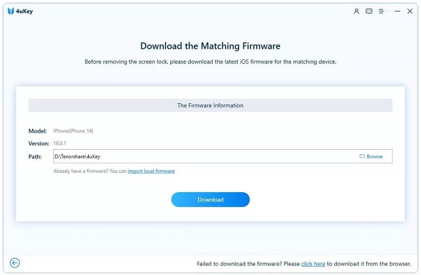 اسکرین شات صفحه دانلود سیستم عامل Tenorshare 4uKey Unlocker