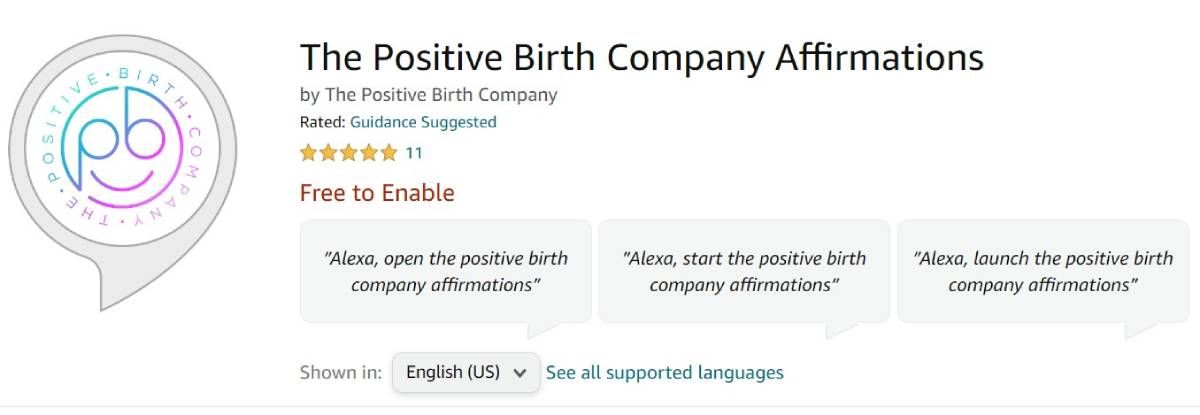 as afirmações positivas da empresa de parto habilidade alexa