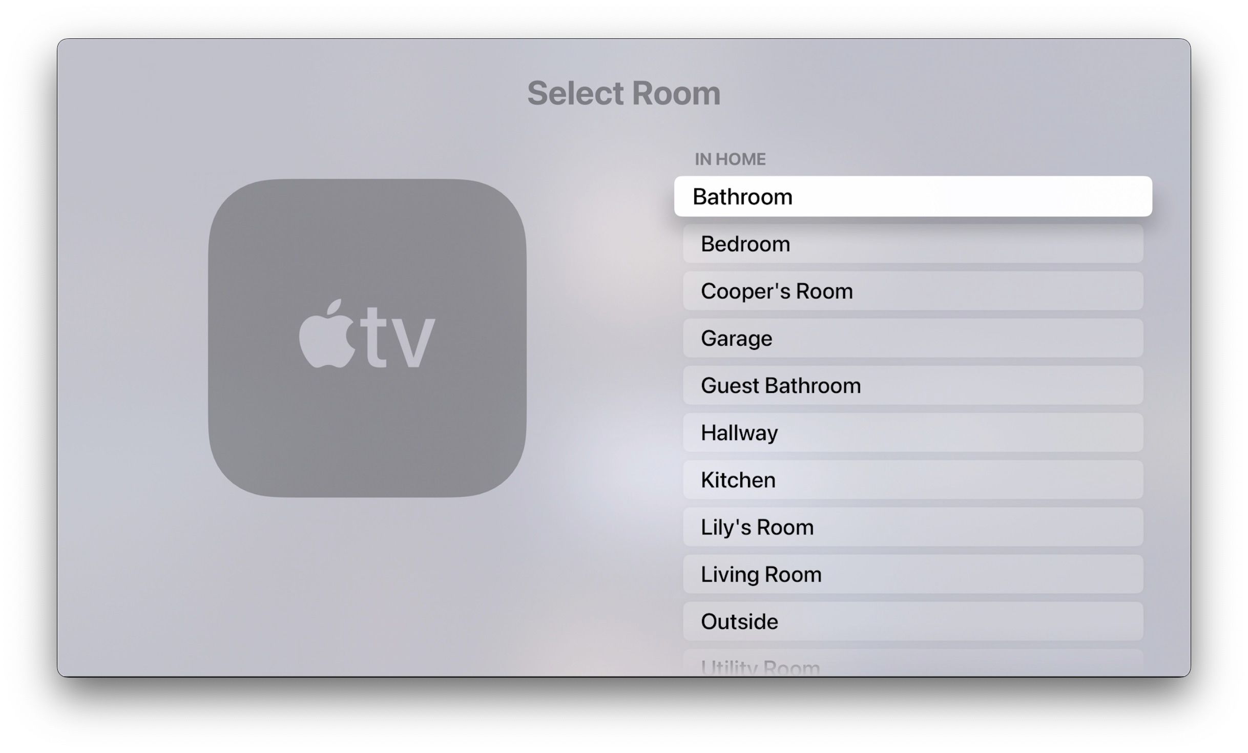 فهرست اتاق تنظیمات tvOS 17 AirPlay و HomeKit