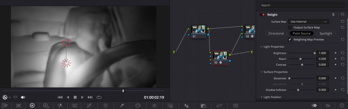 Using Relight tool in DaVinci Resolve with nodes present