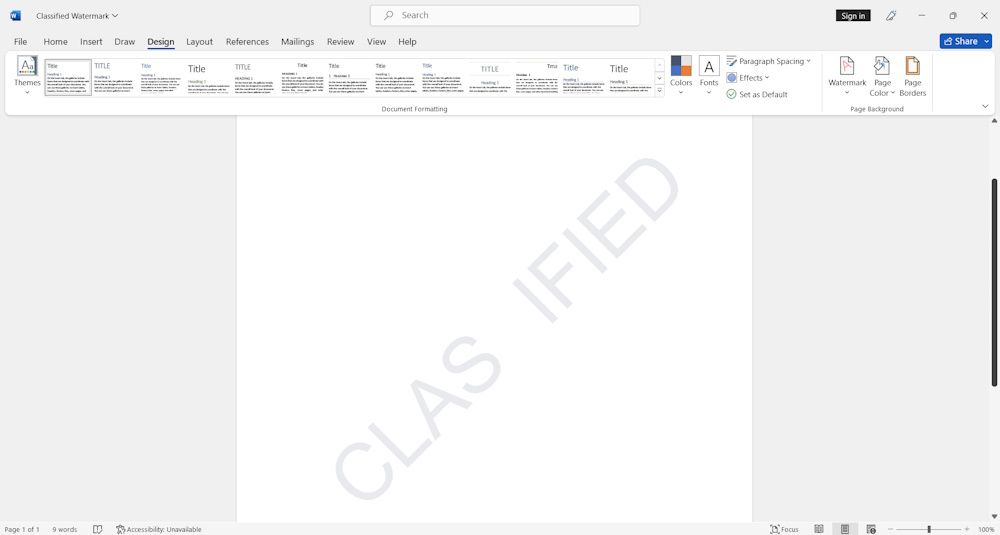 Word doc showing watermark being deleted letter by letter