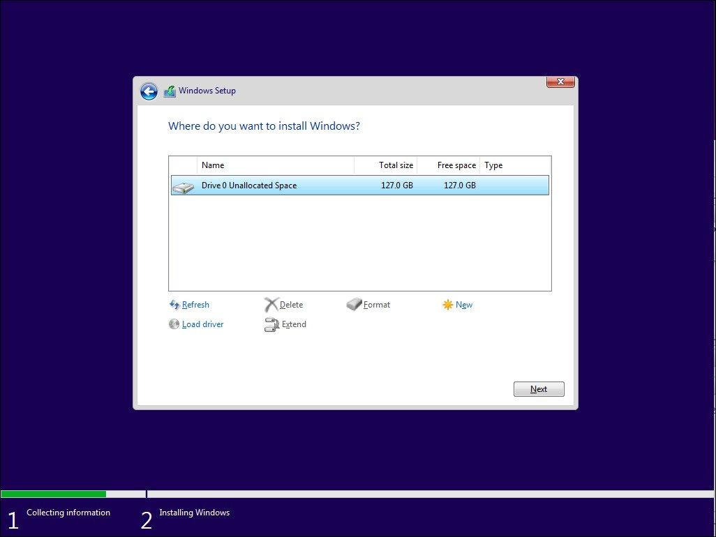 Windows 11 setup select installation drive