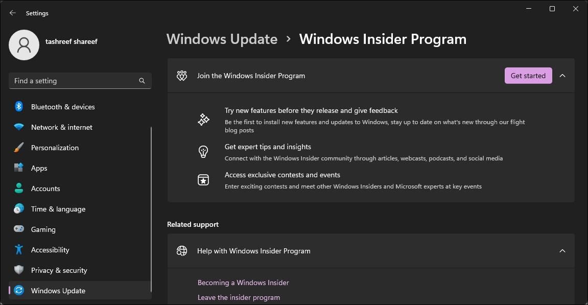 настройки программы Windows insider Windows 11