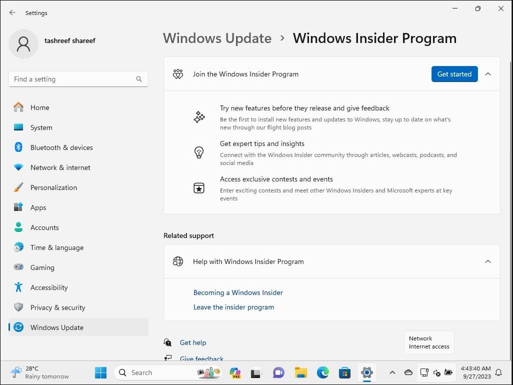 Программы Windows Insider начало работы Настройка Windows 11