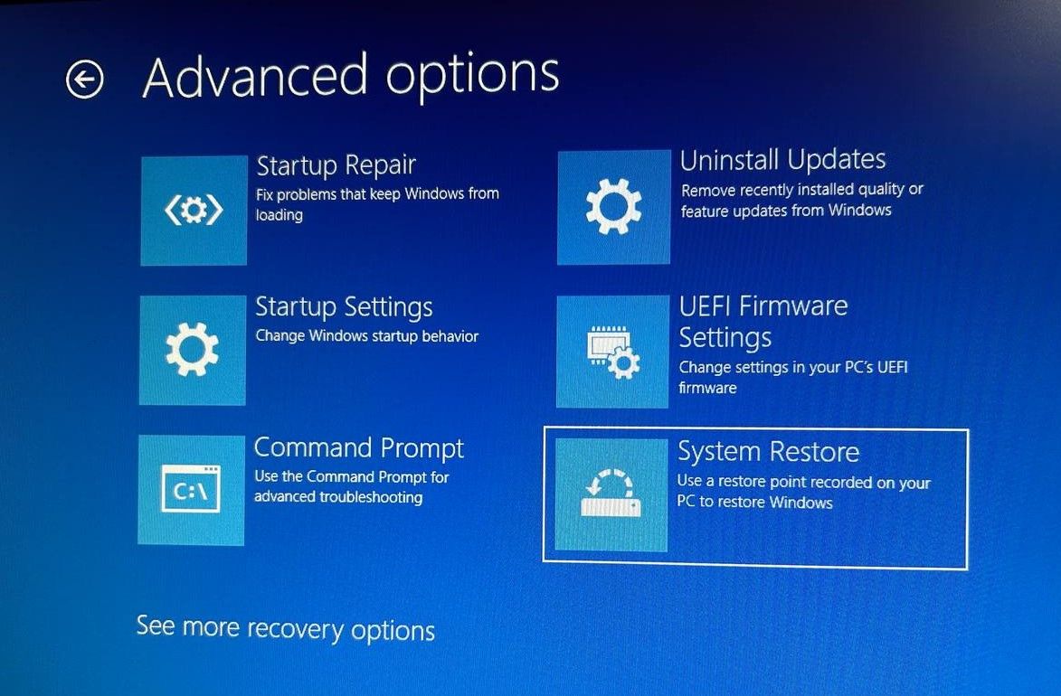 Windows System Restore Option