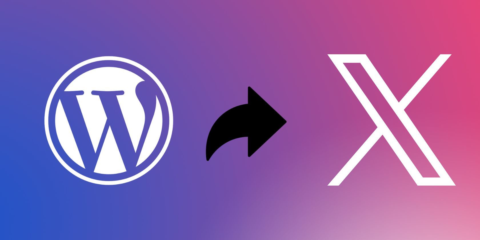 WordPress and X logo with a Share icon at the center