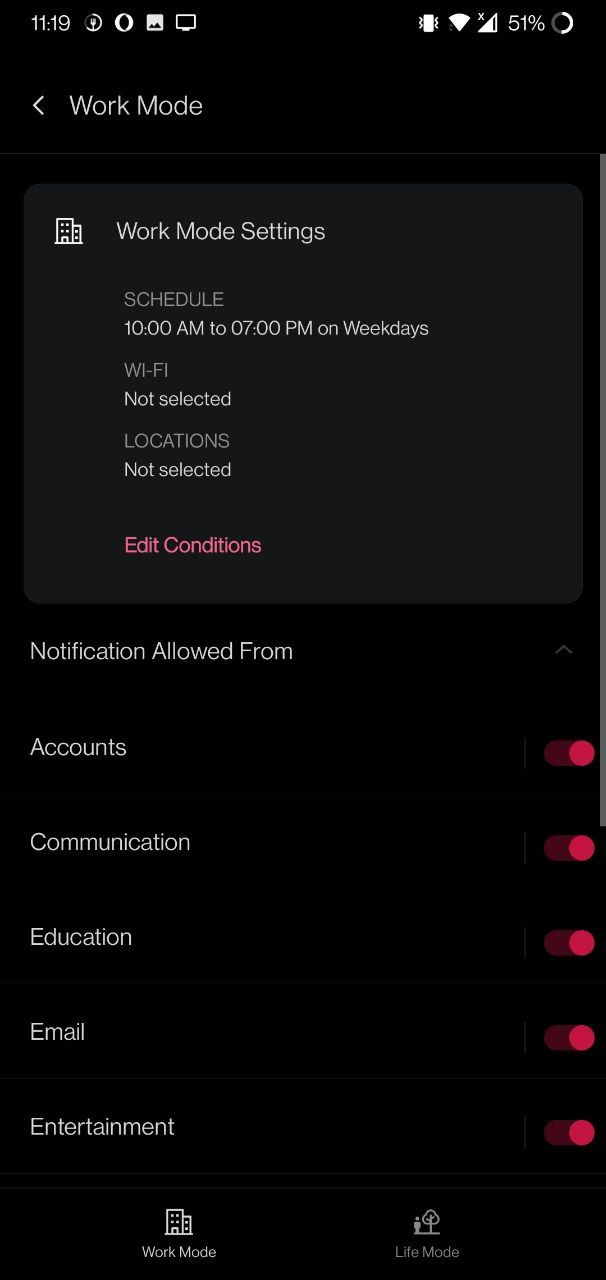 تنظیمات حالت کار در OnePlus