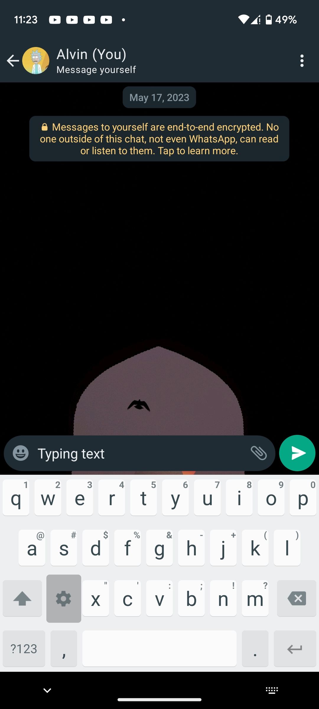 Simple Keyboard with the Settings button displayed