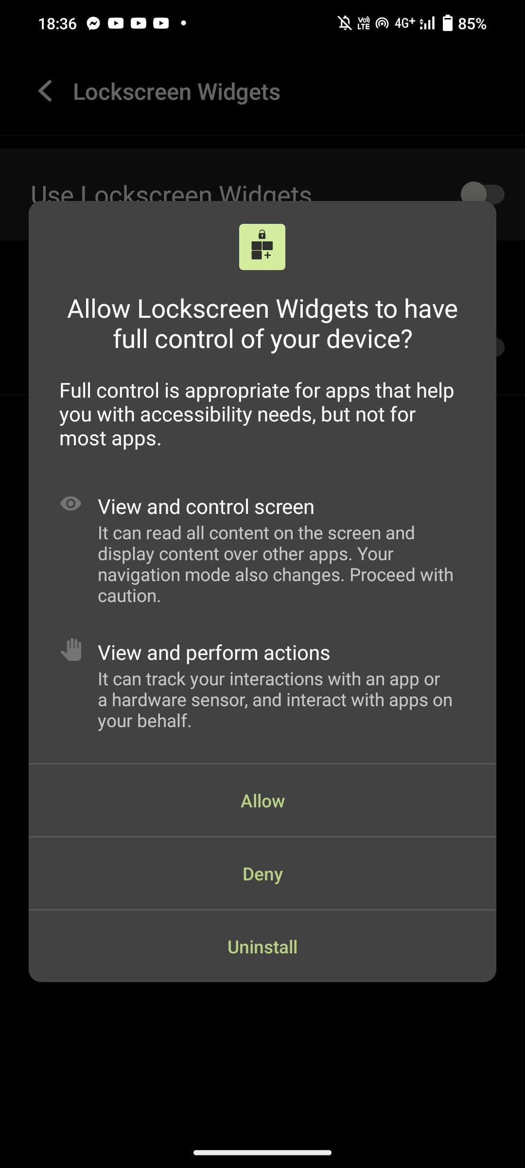 Allowing Lockscreen Widgets in Android Accessibility settings