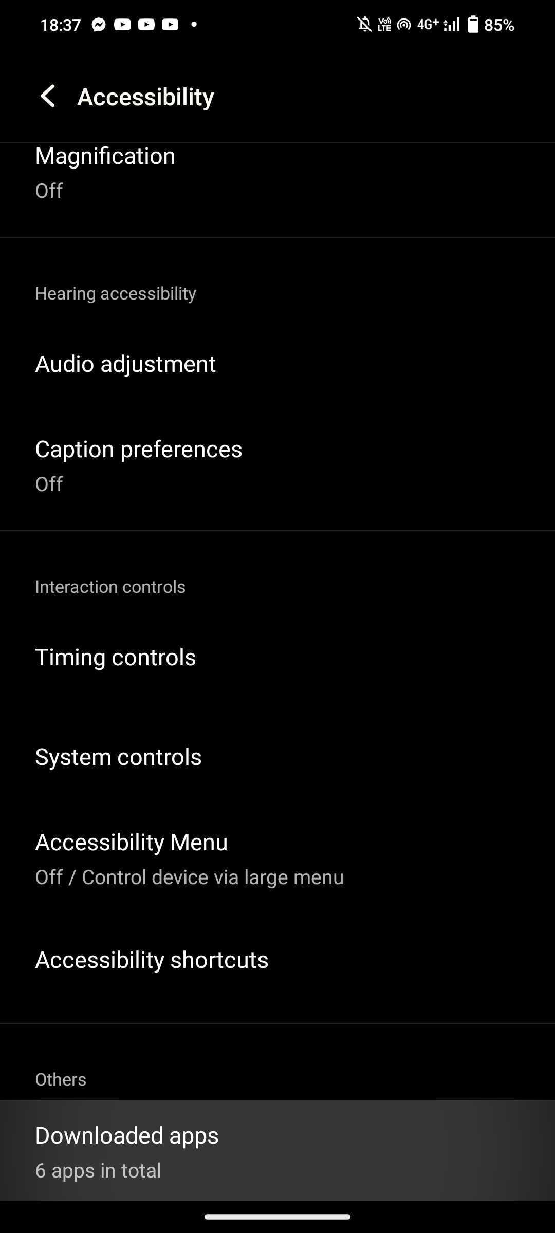 Android Accessibility settings
