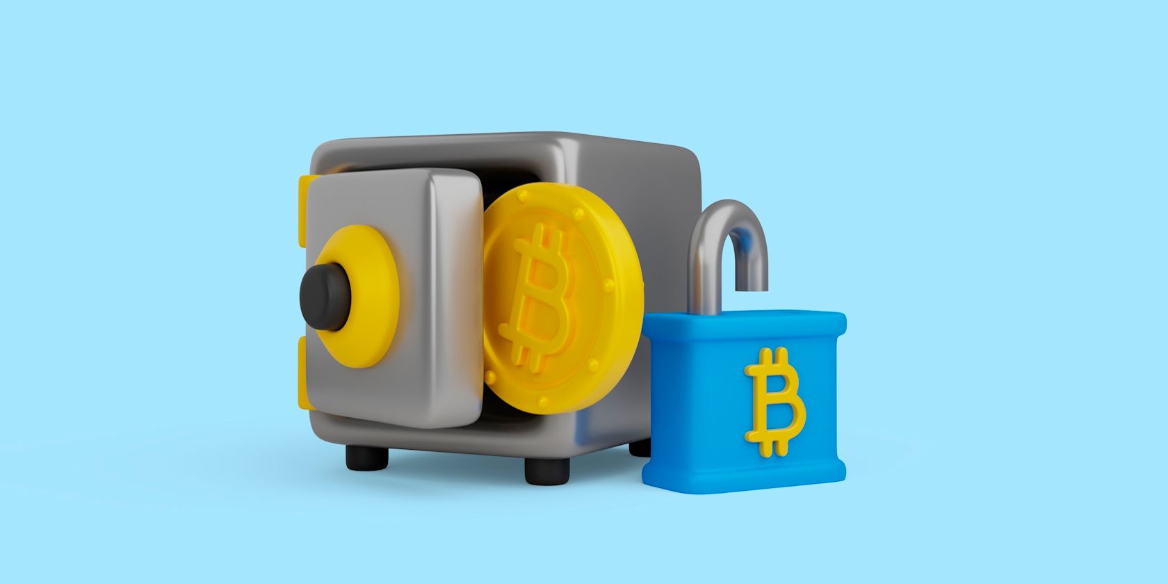 Illustration of cryptocurrency with safe box and lock