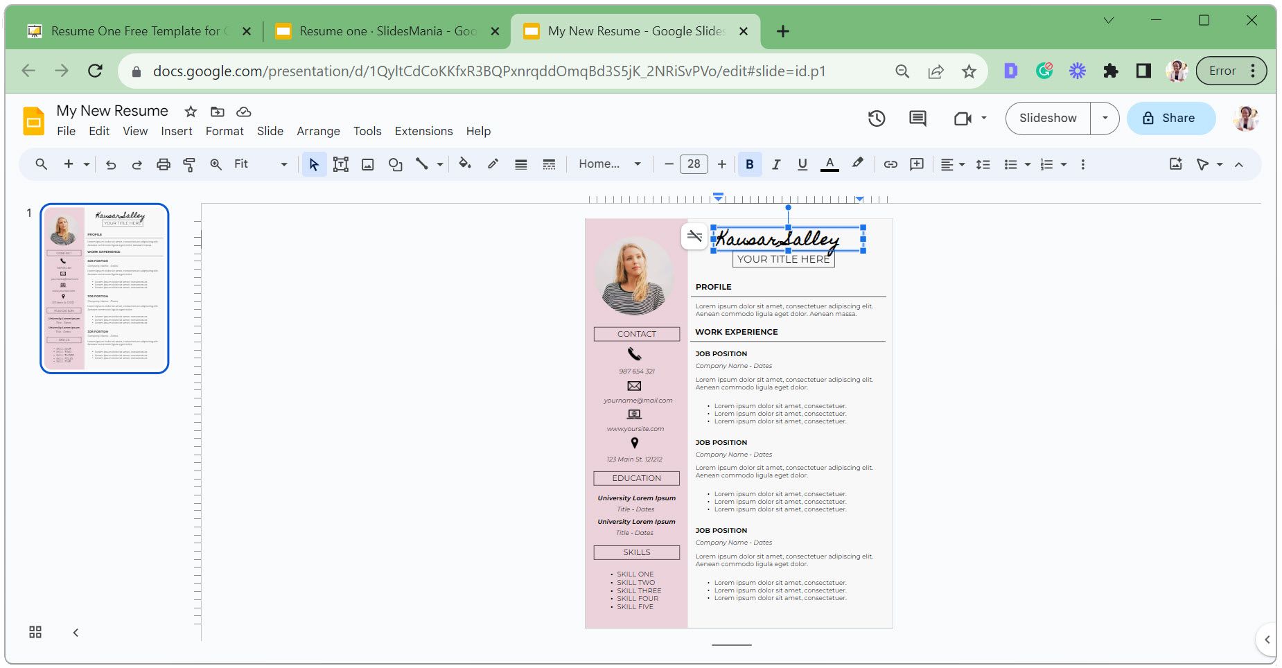 Modify text in text box in Google Slides