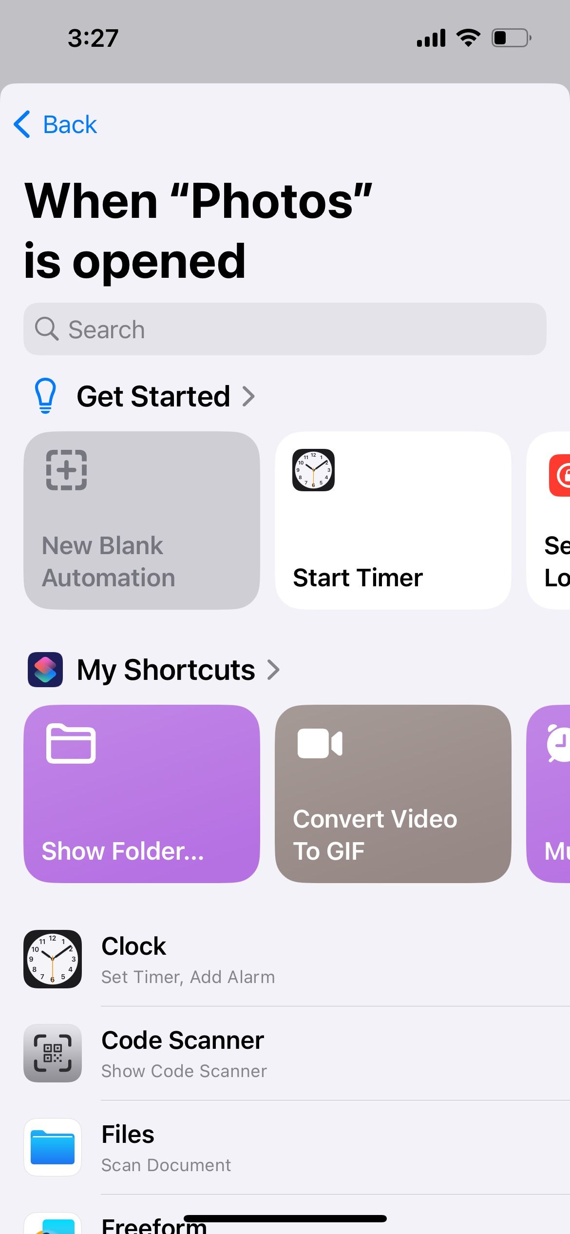 app automation actions in iphone shortcuts app
