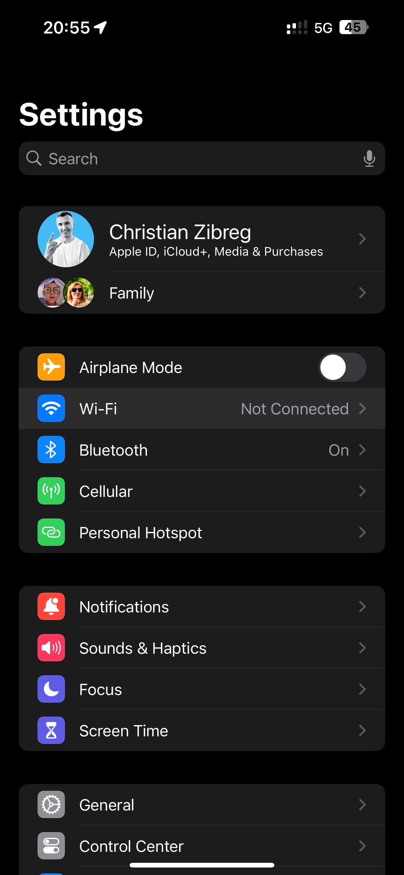 iOS 17 Settings with the Wi-Fi section showing the current network