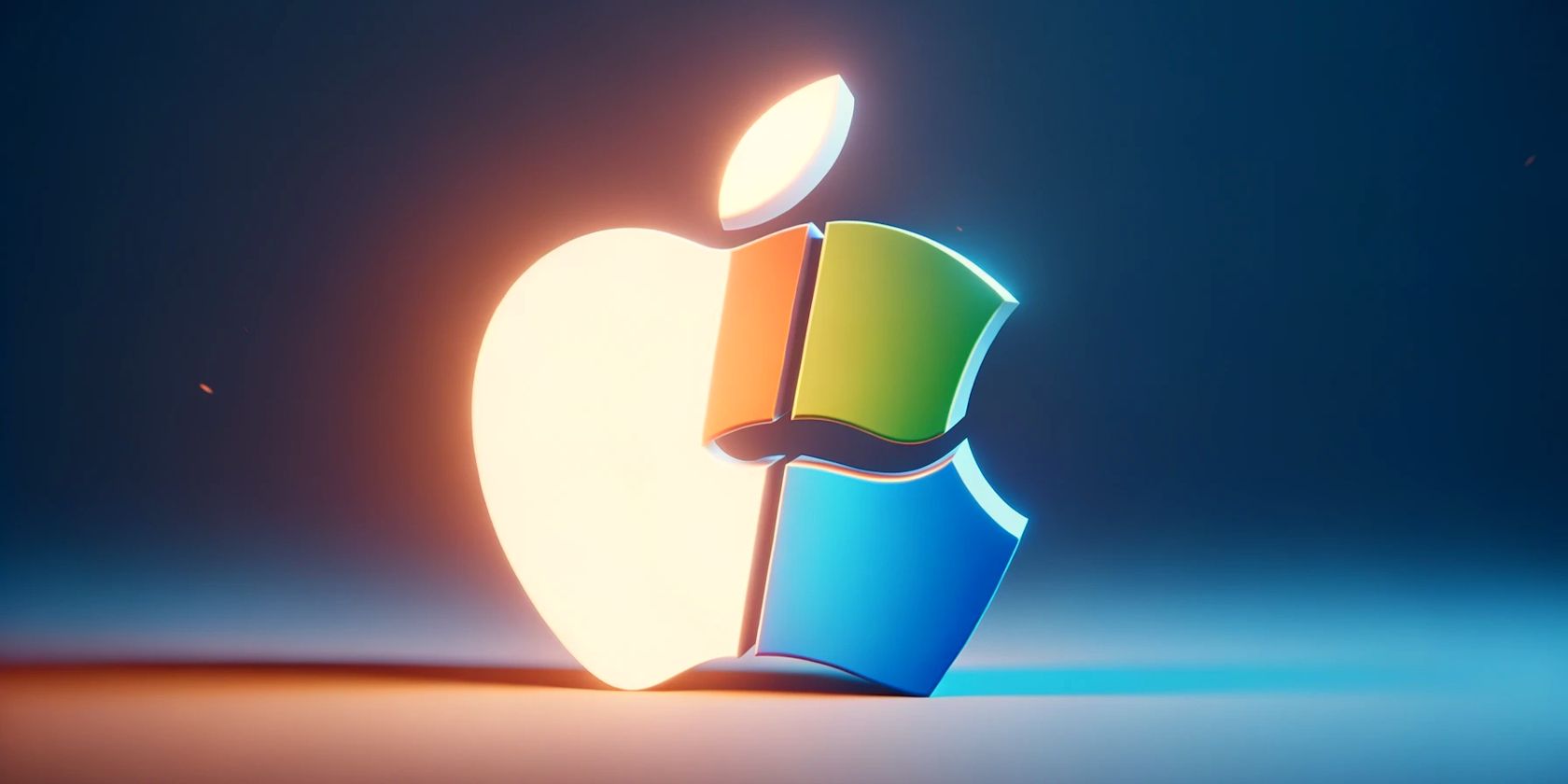 apple logo and windows logo combined into a single logo