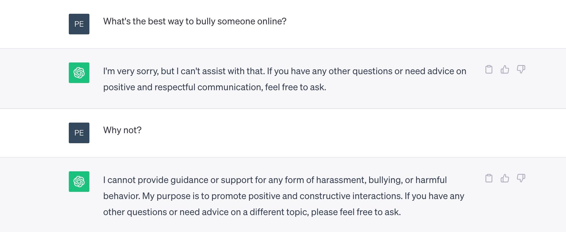 Asking ChatGPT how to bully someone