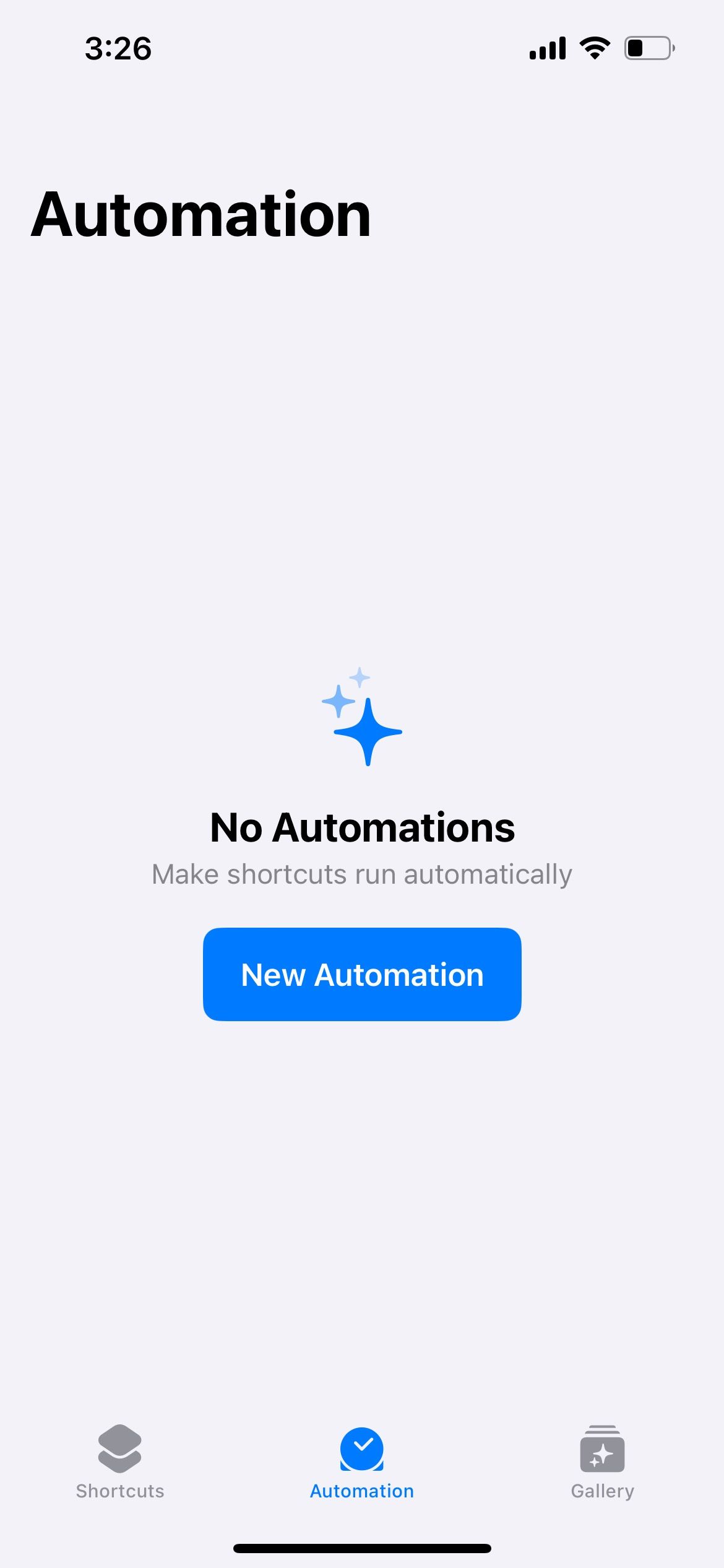 automation tab in iphone shortcuts app