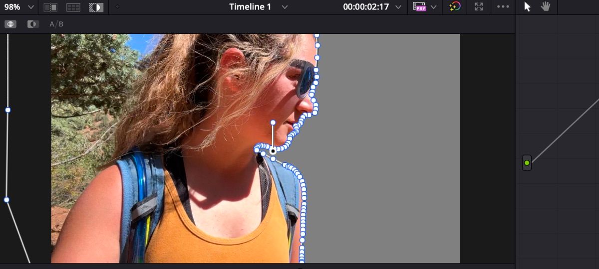 Background missing on clip of girl hiking on DaVinci Resolve