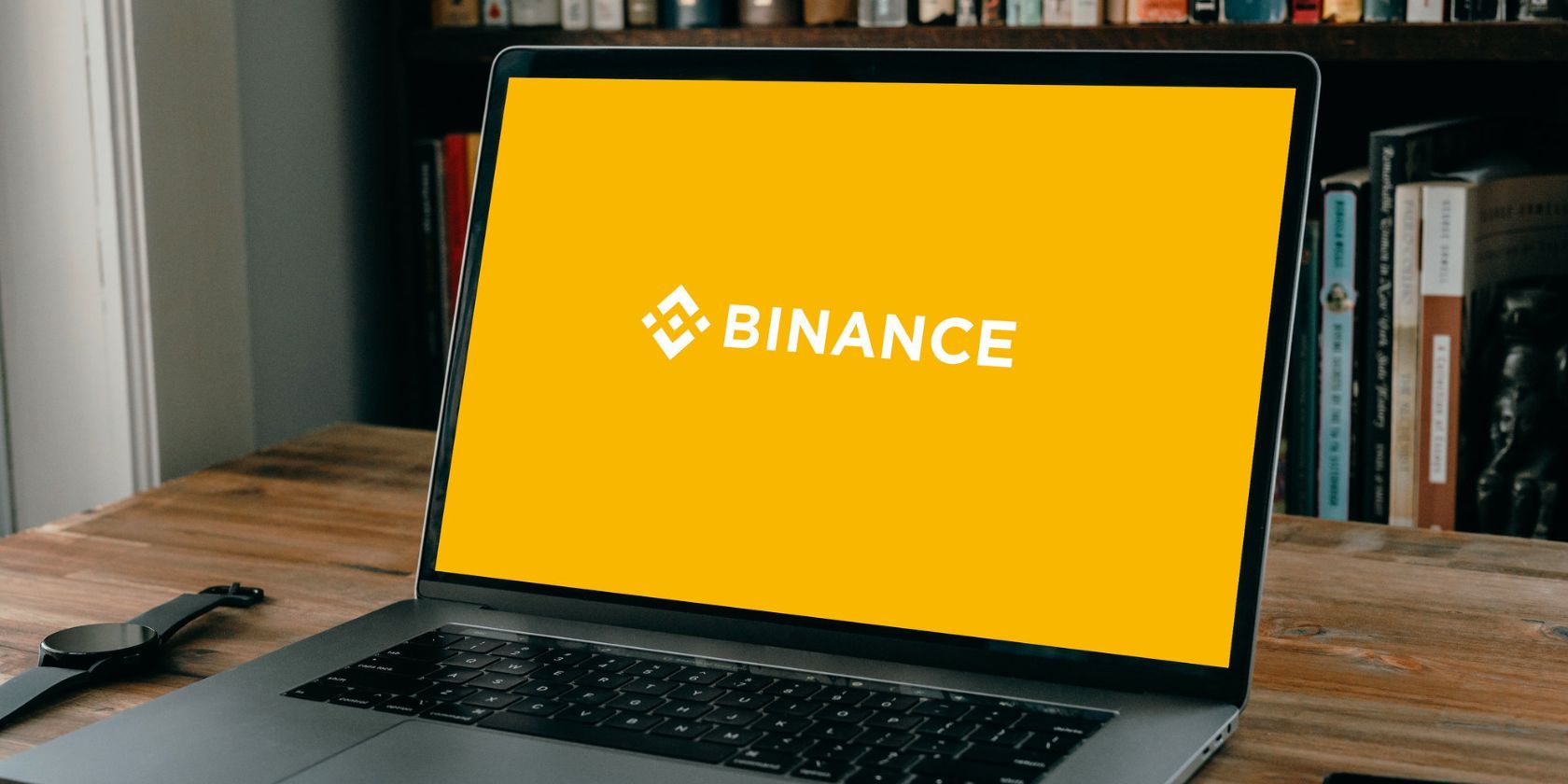 binance logo on laptop screen