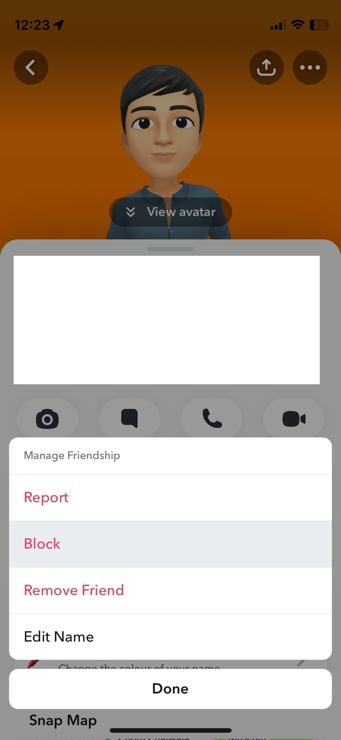 block option on snapchat