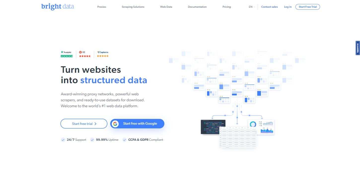 Screenshot of the Landing Page for Bright Data s Residential Proxy Services