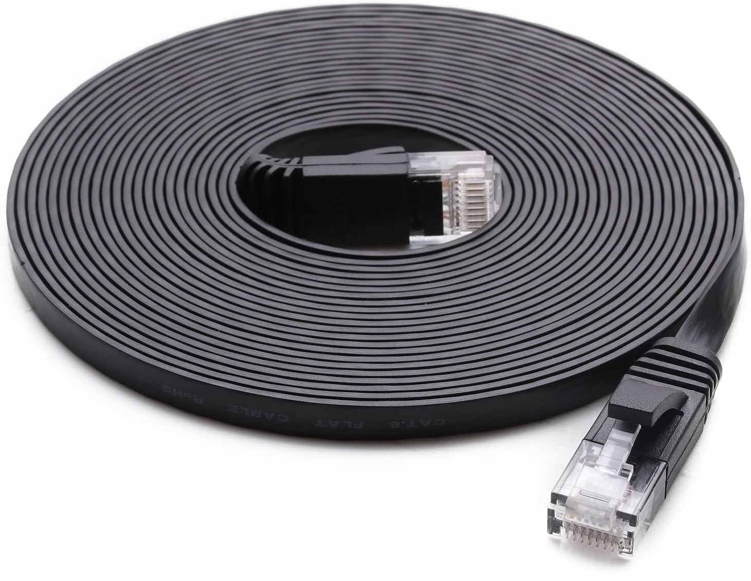 cablegeeker cat6 cable with a flat design and black finish