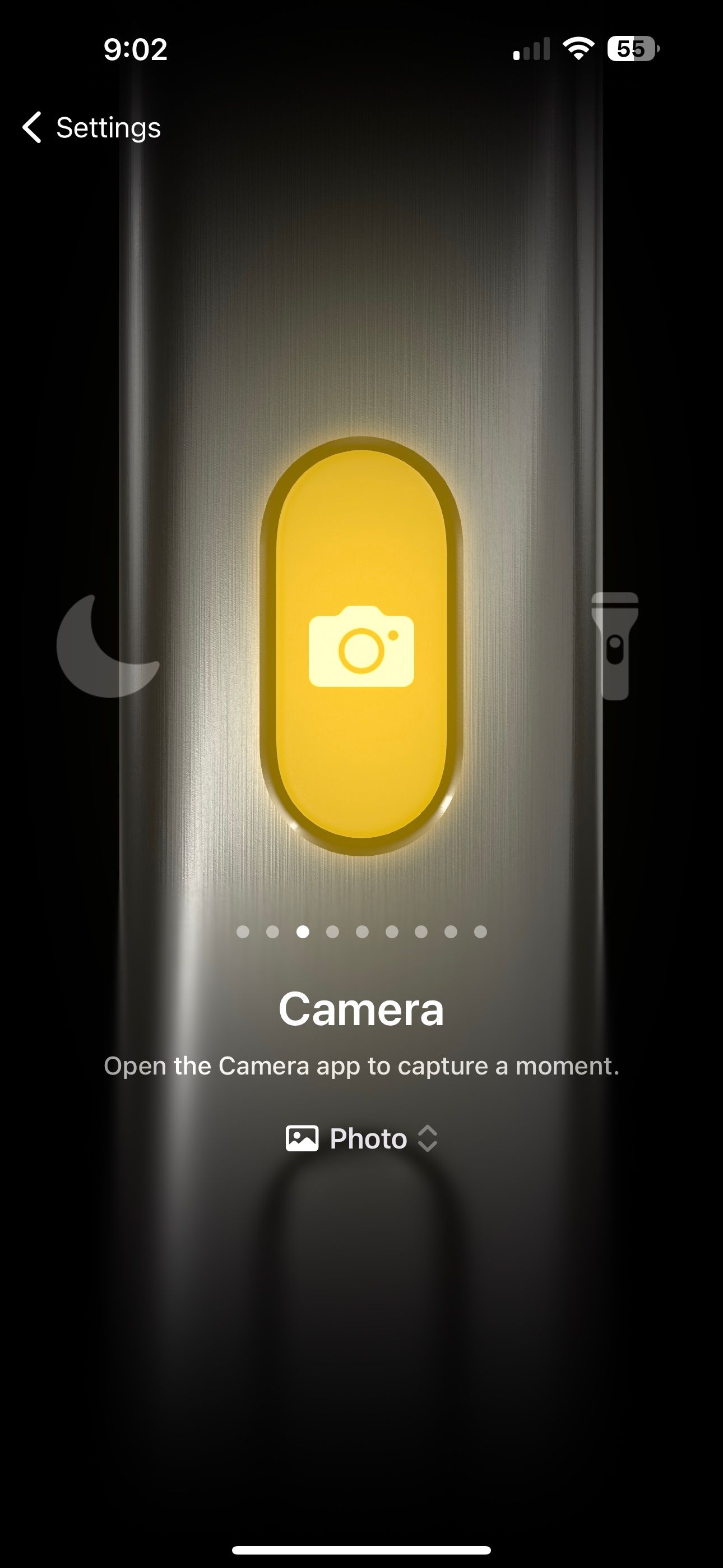 Camera option in Settings