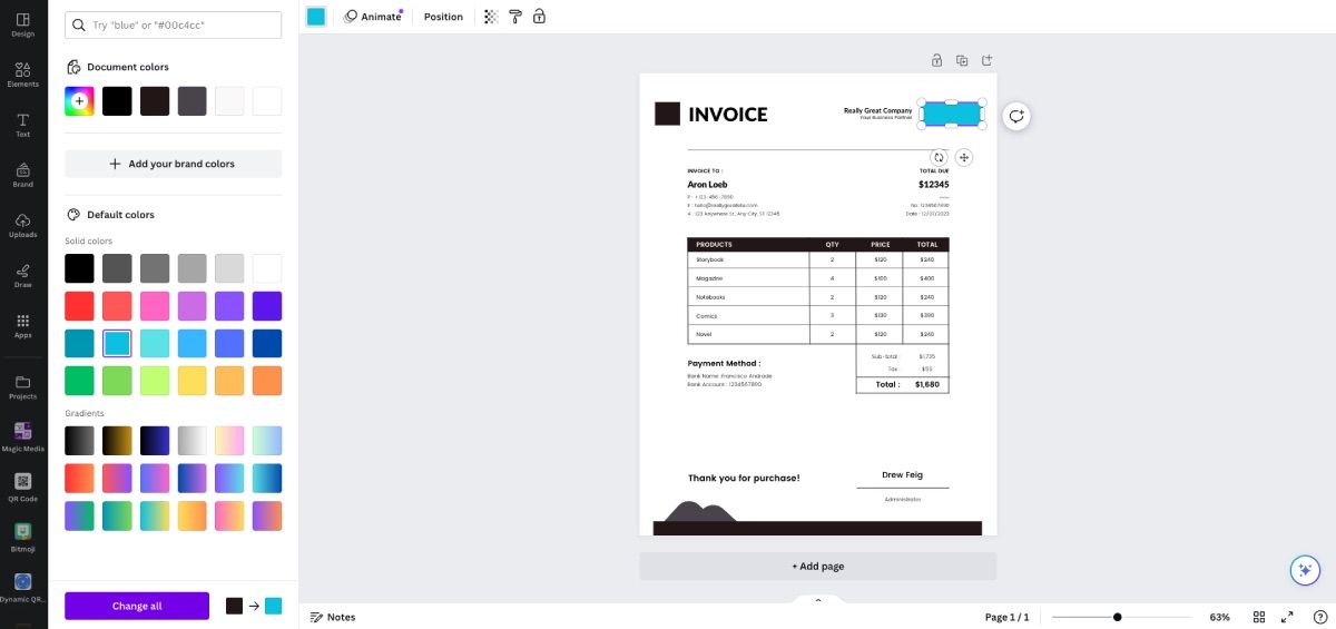 How To Create An Invoice With Canva