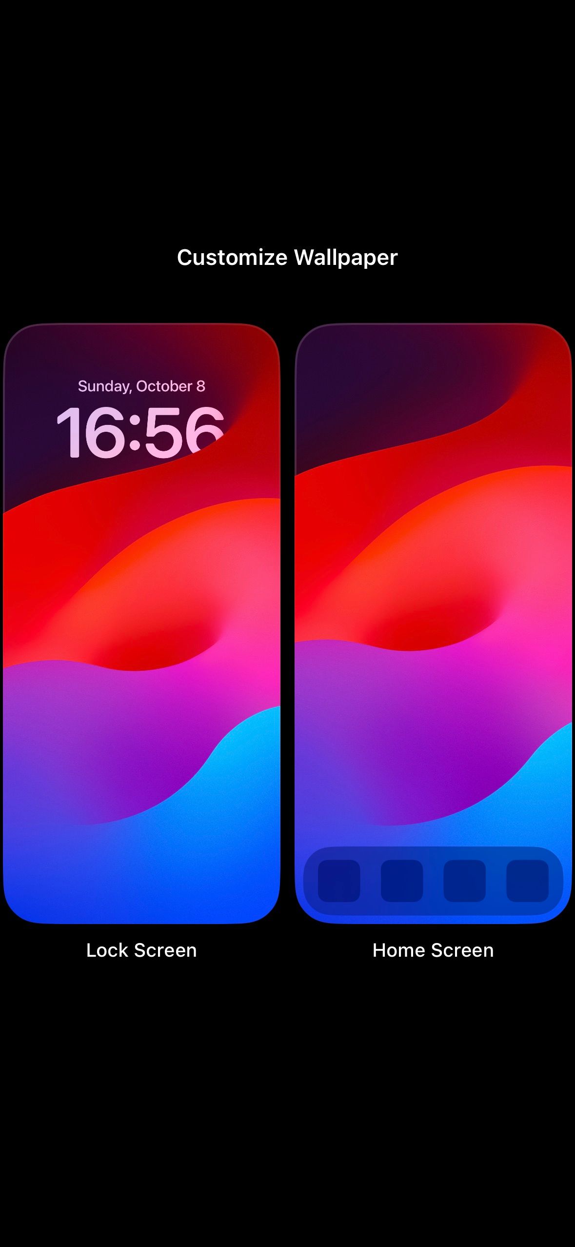 menu to choose between lock screen and home screen on iOS during customization