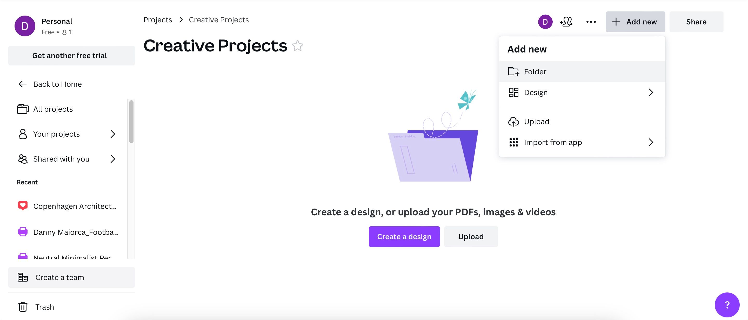 Create a New Sub-Folder in Canva