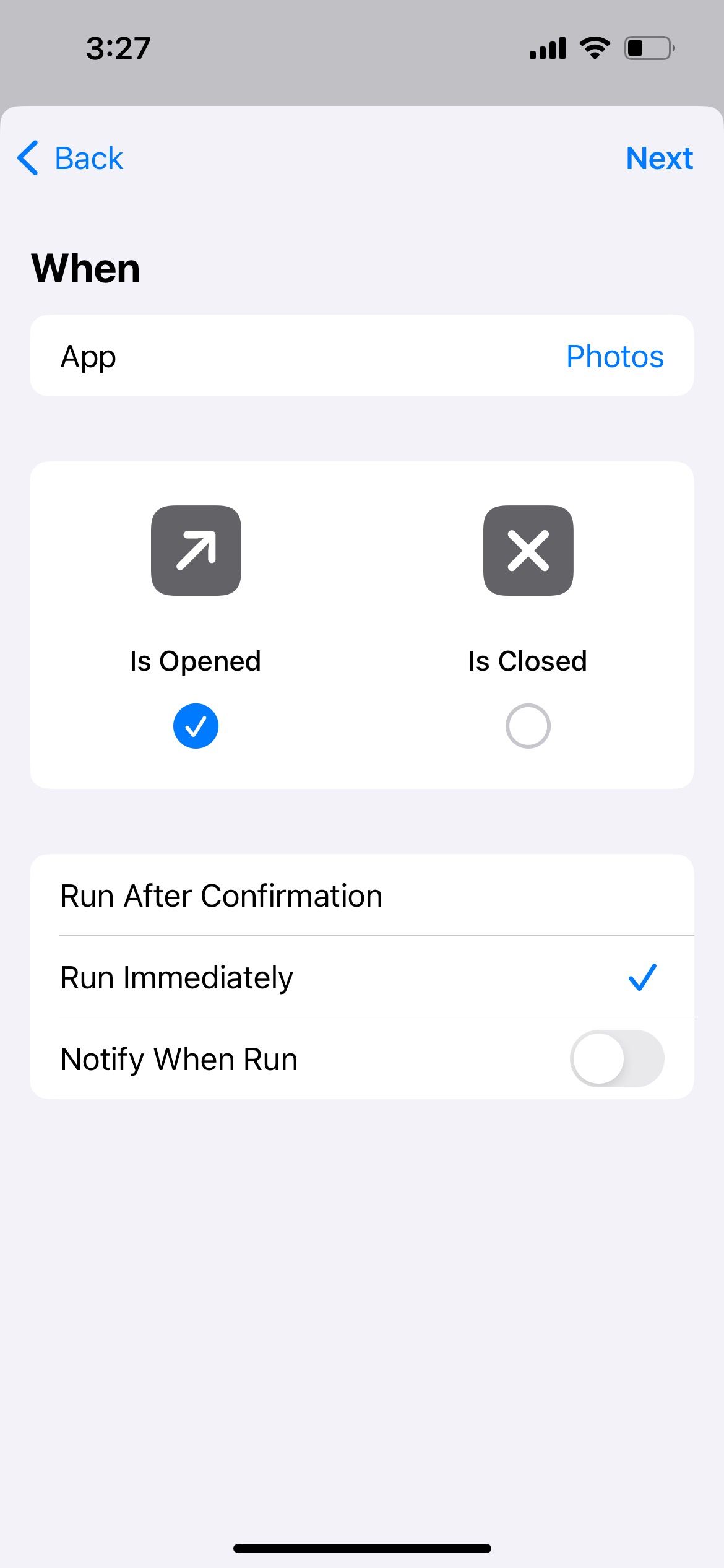 customize app automation in iphone shortcuts app
