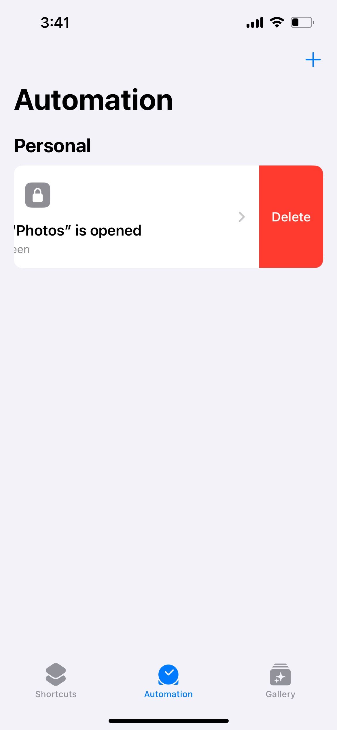 delete automation in iphone shortcuts app