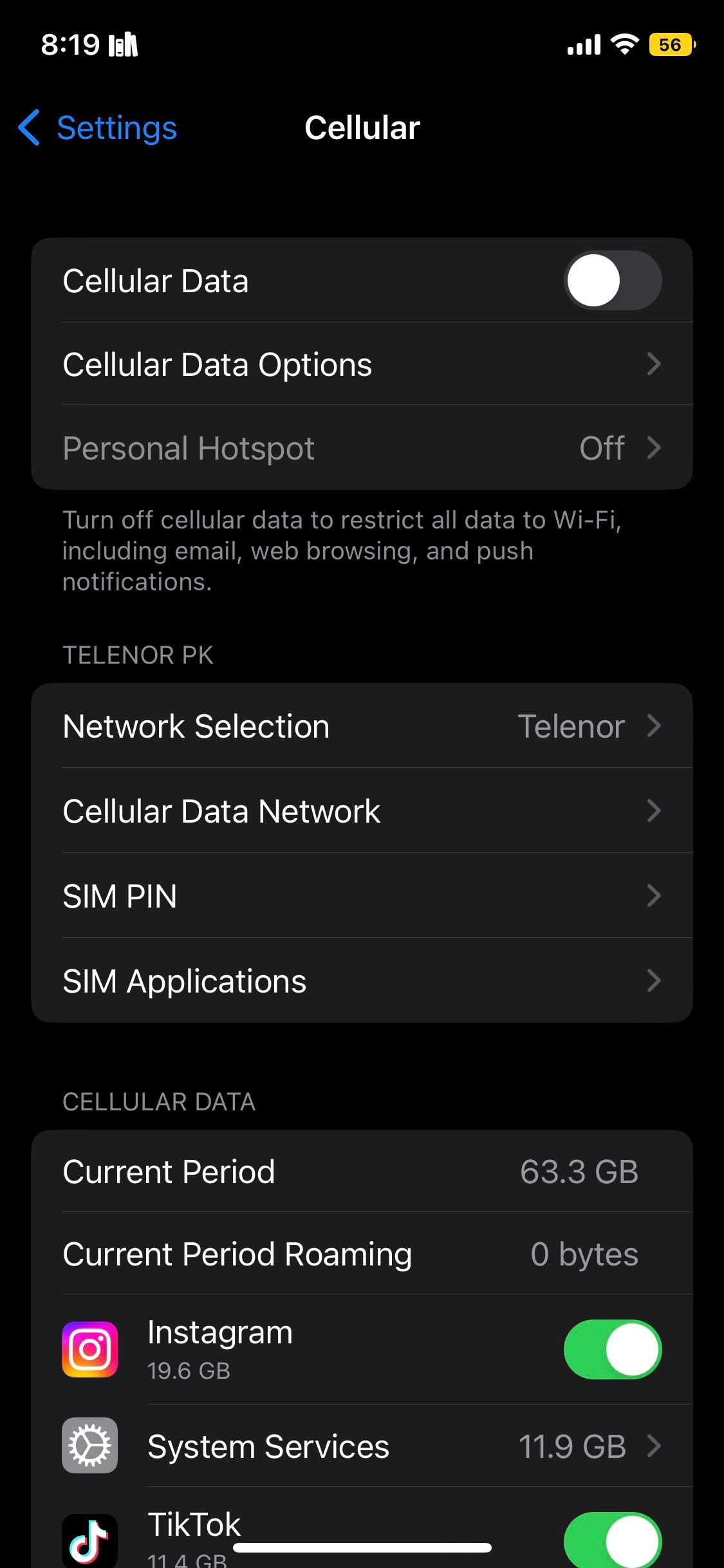 غیرفعال کردن Cellular Data با تغییر سوئیچ